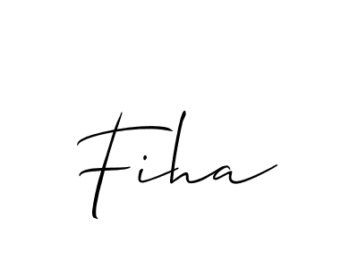 Use a signature maker to create a handwritten signature online. With this signature software, you can design (Allison_Script) your own signature for name Fiha. Fiha signature style 2 images and pictures png