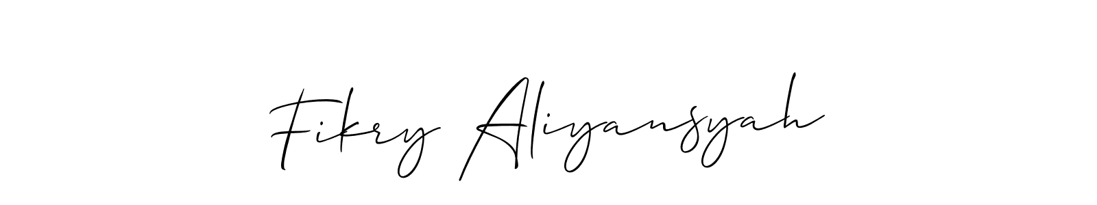 Make a beautiful signature design for name Fikry Aliyansyah. With this signature (Allison_Script) style, you can create a handwritten signature for free. Fikry Aliyansyah signature style 2 images and pictures png