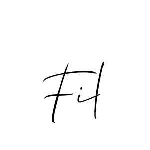 Create a beautiful signature design for name Fil. With this signature (Allison_Script) fonts, you can make a handwritten signature for free. Fil signature style 2 images and pictures png