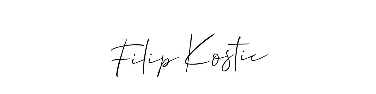 The best way (Allison_Script) to make a short signature is to pick only two or three words in your name. The name Filip Kostic include a total of six letters. For converting this name. Filip Kostic signature style 2 images and pictures png