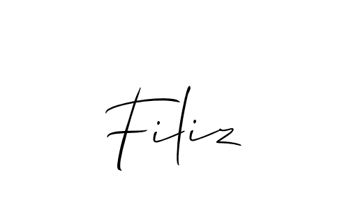 The best way (Allison_Script) to make a short signature is to pick only two or three words in your name. The name Filiz include a total of six letters. For converting this name. Filiz signature style 2 images and pictures png