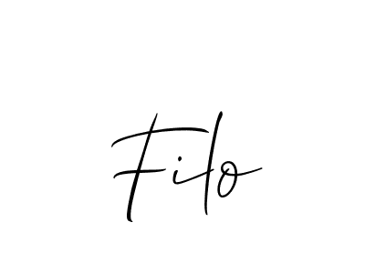 Make a beautiful signature design for name Filo. With this signature (Allison_Script) style, you can create a handwritten signature for free. Filo signature style 2 images and pictures png