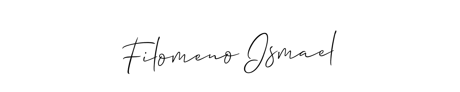 if you are searching for the best signature style for your name Filomeno Ismael. so please give up your signature search. here we have designed multiple signature styles  using Allison_Script. Filomeno Ismael signature style 2 images and pictures png
