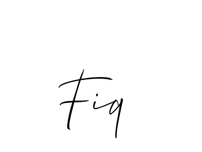 The best way (Allison_Script) to make a short signature is to pick only two or three words in your name. The name Fiq  include a total of six letters. For converting this name. Fiq  signature style 2 images and pictures png