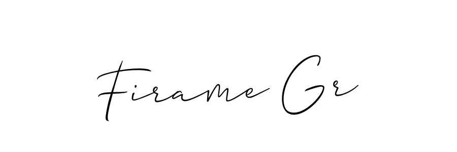 How to make Firame Gr name signature. Use Allison_Script style for creating short signs online. This is the latest handwritten sign. Firame Gr signature style 2 images and pictures png