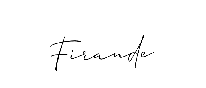 Design your own signature with our free online signature maker. With this signature software, you can create a handwritten (Allison_Script) signature for name Firande. Firande signature style 2 images and pictures png