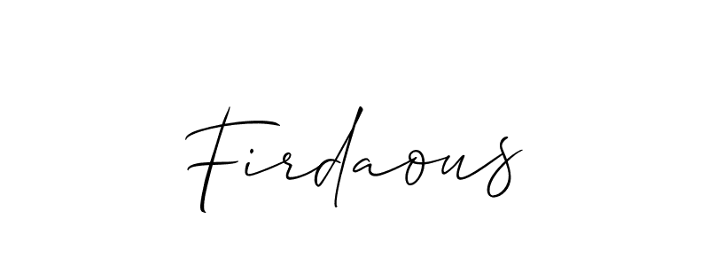 Create a beautiful signature design for name Firdaous. With this signature (Allison_Script) fonts, you can make a handwritten signature for free. Firdaous signature style 2 images and pictures png