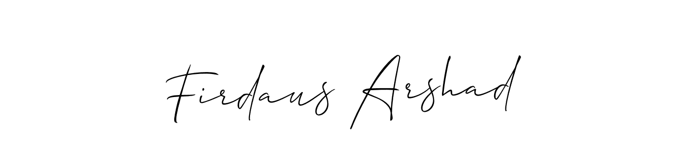 The best way (Allison_Script) to make a short signature is to pick only two or three words in your name. The name Firdaus Arshad include a total of six letters. For converting this name. Firdaus Arshad signature style 2 images and pictures png