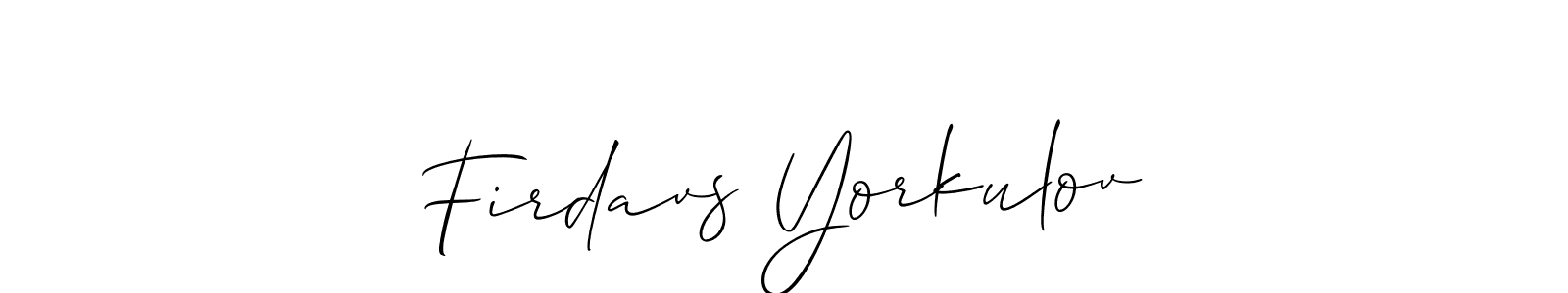 Design your own signature with our free online signature maker. With this signature software, you can create a handwritten (Allison_Script) signature for name Firdavs Yorkulov. Firdavs Yorkulov signature style 2 images and pictures png