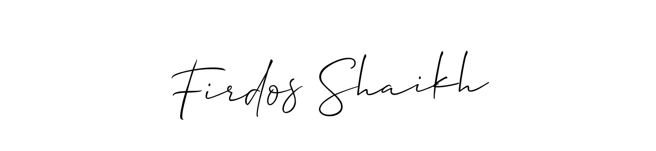 if you are searching for the best signature style for your name Firdos Shaikh. so please give up your signature search. here we have designed multiple signature styles  using Allison_Script. Firdos Shaikh signature style 2 images and pictures png