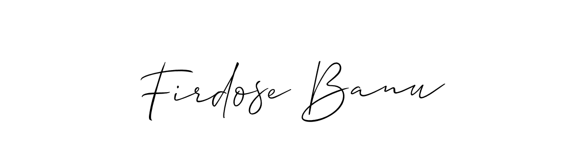 Use a signature maker to create a handwritten signature online. With this signature software, you can design (Allison_Script) your own signature for name Firdose Banu. Firdose Banu signature style 2 images and pictures png
