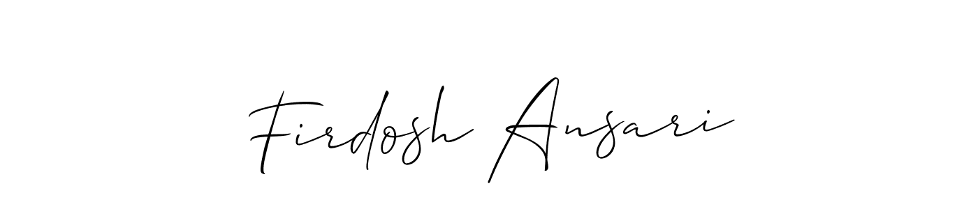 Make a beautiful signature design for name Firdosh Ansari. With this signature (Allison_Script) style, you can create a handwritten signature for free. Firdosh Ansari signature style 2 images and pictures png