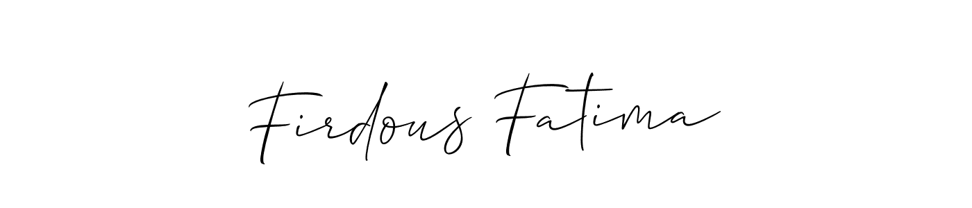 Create a beautiful signature design for name Firdous Fatima. With this signature (Allison_Script) fonts, you can make a handwritten signature for free. Firdous Fatima signature style 2 images and pictures png