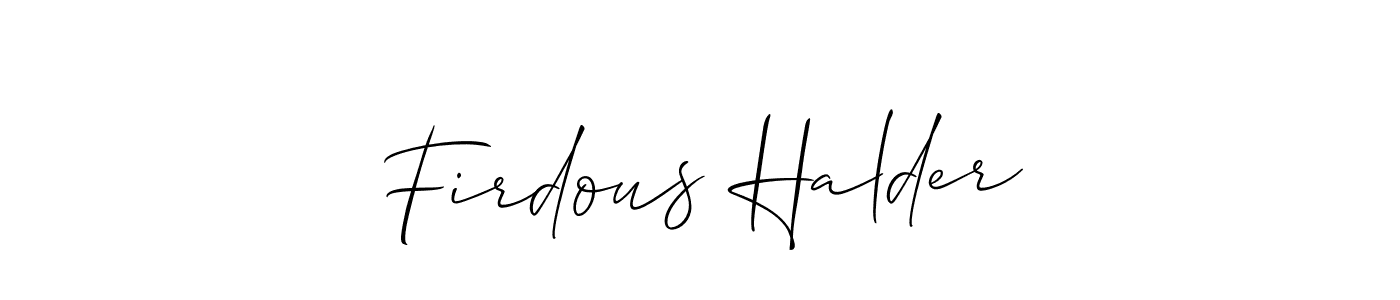 Make a beautiful signature design for name Firdous Halder. With this signature (Allison_Script) style, you can create a handwritten signature for free. Firdous Halder signature style 2 images and pictures png