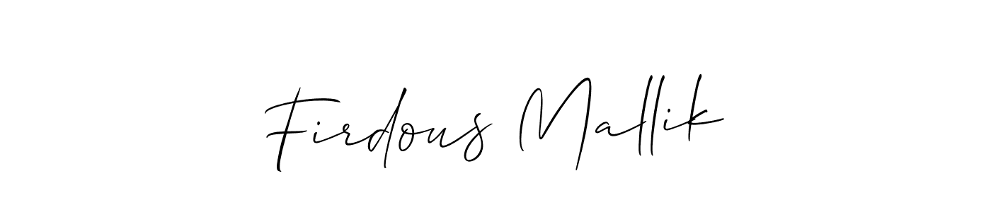 Firdous Mallik stylish signature style. Best Handwritten Sign (Allison_Script) for my name. Handwritten Signature Collection Ideas for my name Firdous Mallik. Firdous Mallik signature style 2 images and pictures png