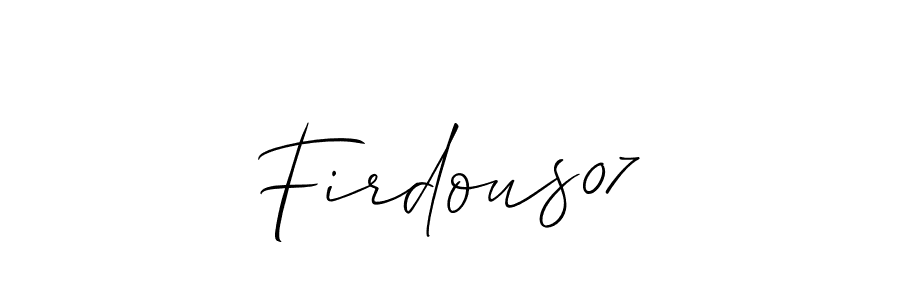 Create a beautiful signature design for name Firdous07. With this signature (Allison_Script) fonts, you can make a handwritten signature for free. Firdous07 signature style 2 images and pictures png