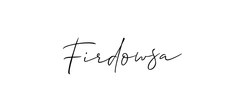 Allison_Script is a professional signature style that is perfect for those who want to add a touch of class to their signature. It is also a great choice for those who want to make their signature more unique. Get Firdowsa name to fancy signature for free. Firdowsa signature style 2 images and pictures png