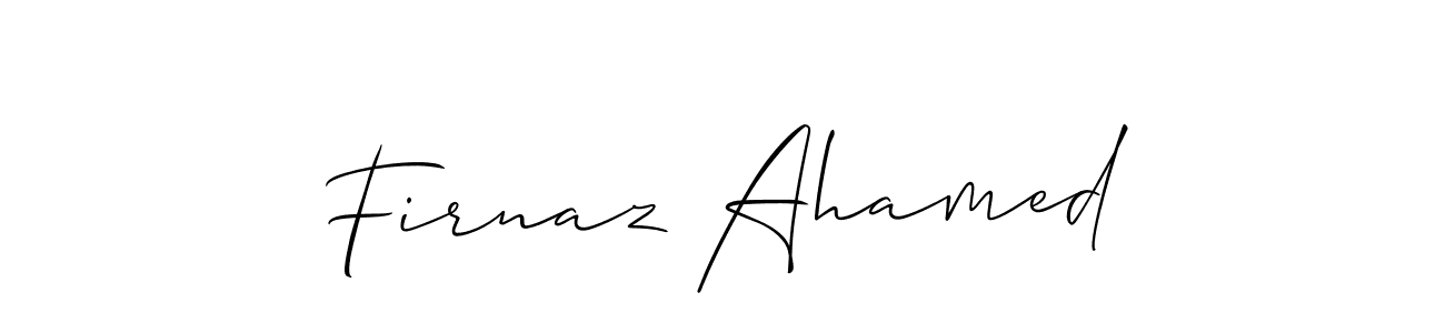 How to make Firnaz Ahamed signature? Allison_Script is a professional autograph style. Create handwritten signature for Firnaz Ahamed name. Firnaz Ahamed signature style 2 images and pictures png