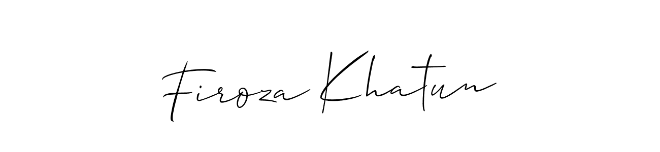 The best way (Allison_Script) to make a short signature is to pick only two or three words in your name. The name Firoza Khatun include a total of six letters. For converting this name. Firoza Khatun signature style 2 images and pictures png