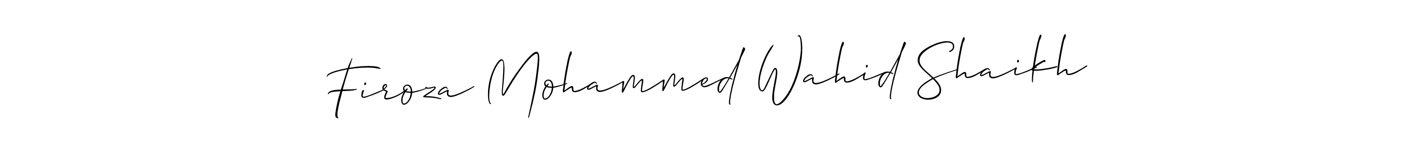 Create a beautiful signature design for name Firoza Mohammed Wahid Shaikh. With this signature (Allison_Script) fonts, you can make a handwritten signature for free. Firoza Mohammed Wahid Shaikh signature style 2 images and pictures png