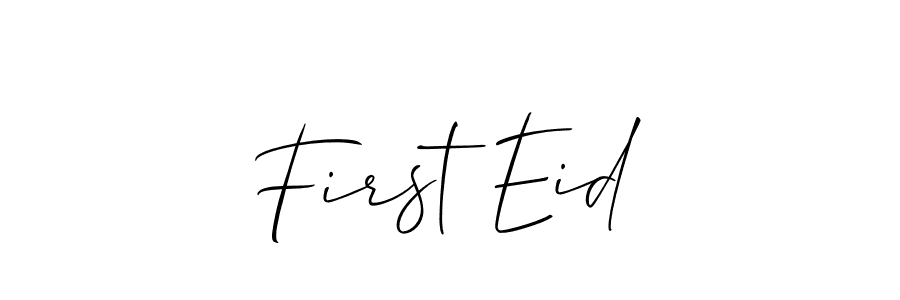 Make a beautiful signature design for name First Eid. With this signature (Allison_Script) style, you can create a handwritten signature for free. First Eid signature style 2 images and pictures png