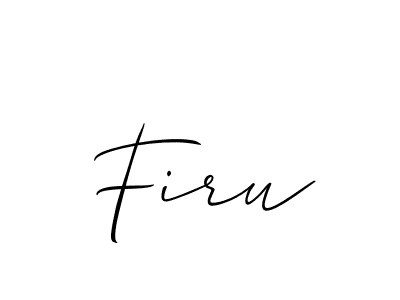 Design your own signature with our free online signature maker. With this signature software, you can create a handwritten (Allison_Script) signature for name Firu. Firu signature style 2 images and pictures png