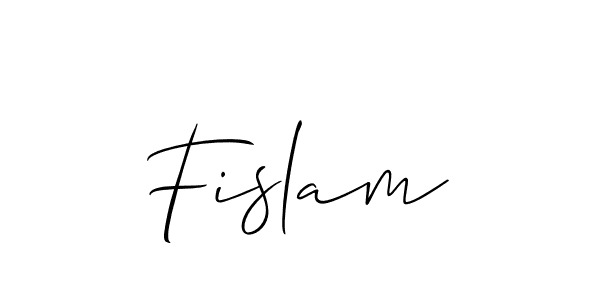 Design your own signature with our free online signature maker. With this signature software, you can create a handwritten (Allison_Script) signature for name Fislam. Fislam signature style 2 images and pictures png