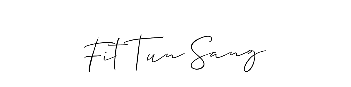 This is the best signature style for the Fit Tun Sang name. Also you like these signature font (Allison_Script). Mix name signature. Fit Tun Sang signature style 2 images and pictures png