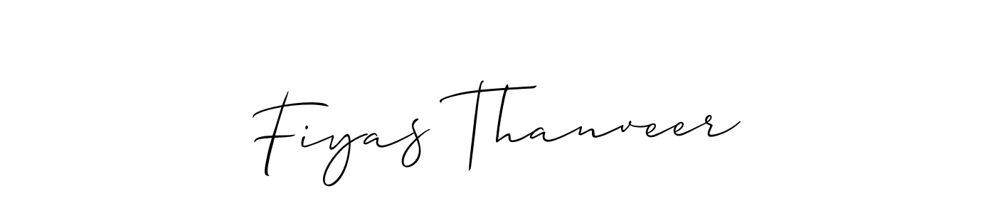 Also You can easily find your signature by using the search form. We will create Fiyas Thanveer name handwritten signature images for you free of cost using Allison_Script sign style. Fiyas Thanveer signature style 2 images and pictures png