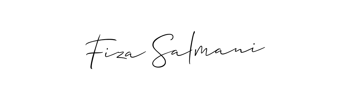 Use a signature maker to create a handwritten signature online. With this signature software, you can design (Allison_Script) your own signature for name Fiza Salmani. Fiza Salmani signature style 2 images and pictures png