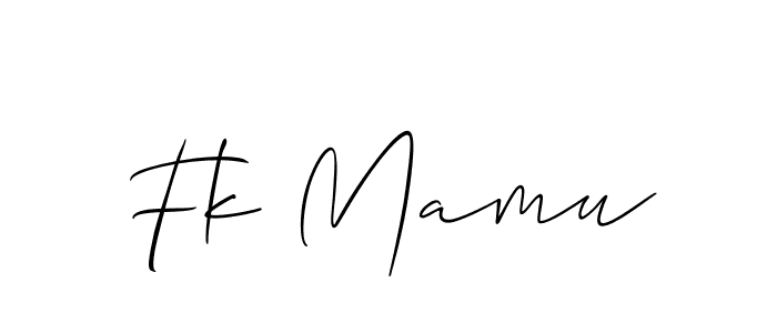 The best way (Allison_Script) to make a short signature is to pick only two or three words in your name. The name Fk Mamu include a total of six letters. For converting this name. Fk Mamu signature style 2 images and pictures png