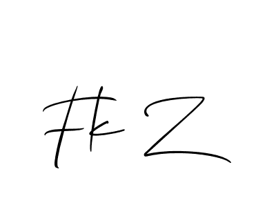 Design your own signature with our free online signature maker. With this signature software, you can create a handwritten (Allison_Script) signature for name Fk Z. Fk Z signature style 2 images and pictures png