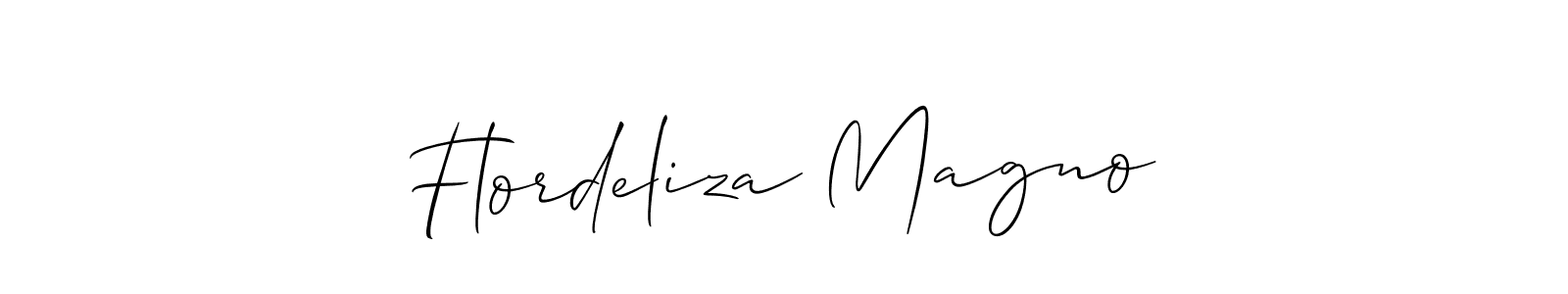 It looks lik you need a new signature style for name Flordeliza Magno. Design unique handwritten (Allison_Script) signature with our free signature maker in just a few clicks. Flordeliza Magno signature style 2 images and pictures png