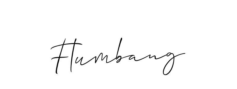 How to make Flumbang signature? Allison_Script is a professional autograph style. Create handwritten signature for Flumbang name. Flumbang signature style 2 images and pictures png