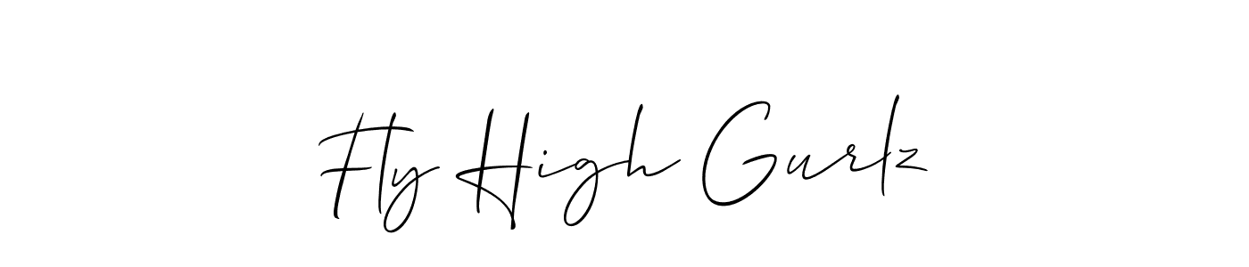 Create a beautiful signature design for name Fly High Gurlz. With this signature (Allison_Script) fonts, you can make a handwritten signature for free. Fly High Gurlz signature style 2 images and pictures png