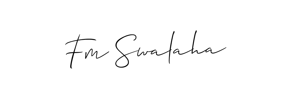 How to make Fm Swalaha name signature. Use Allison_Script style for creating short signs online. This is the latest handwritten sign. Fm Swalaha signature style 2 images and pictures png