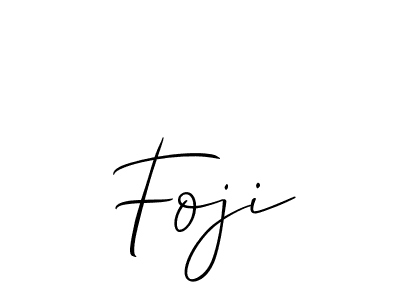 Design your own signature with our free online signature maker. With this signature software, you can create a handwritten (Allison_Script) signature for name Foji. Foji signature style 2 images and pictures png