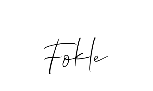 Make a beautiful signature design for name Fokle. With this signature (Allison_Script) style, you can create a handwritten signature for free. Fokle signature style 2 images and pictures png
