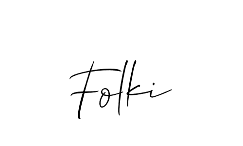 The best way (Allison_Script) to make a short signature is to pick only two or three words in your name. The name Folki include a total of six letters. For converting this name. Folki signature style 2 images and pictures png