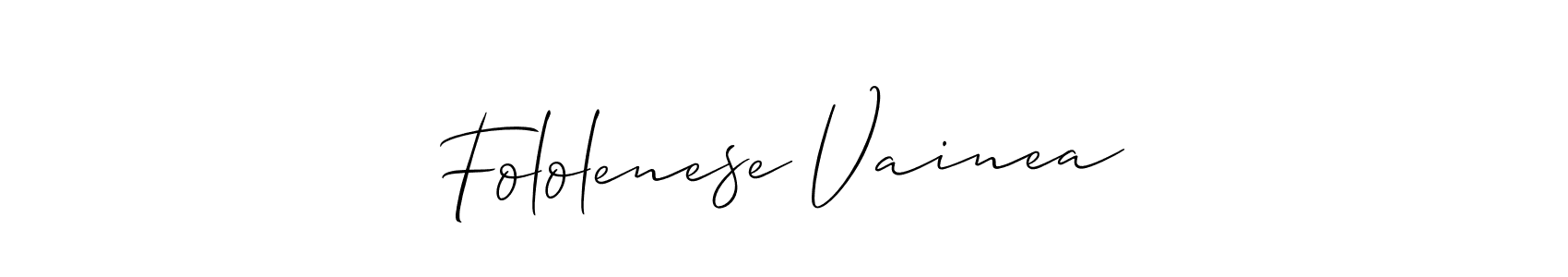 if you are searching for the best signature style for your name Fololenese Vainea. so please give up your signature search. here we have designed multiple signature styles  using Allison_Script. Fololenese Vainea signature style 2 images and pictures png