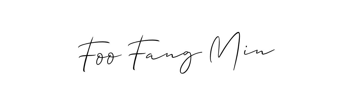 How to make Foo Fang Min name signature. Use Allison_Script style for creating short signs online. This is the latest handwritten sign. Foo Fang Min signature style 2 images and pictures png