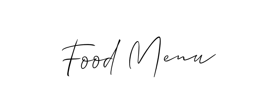 Allison_Script is a professional signature style that is perfect for those who want to add a touch of class to their signature. It is also a great choice for those who want to make their signature more unique. Get Food Menu name to fancy signature for free. Food Menu signature style 2 images and pictures png