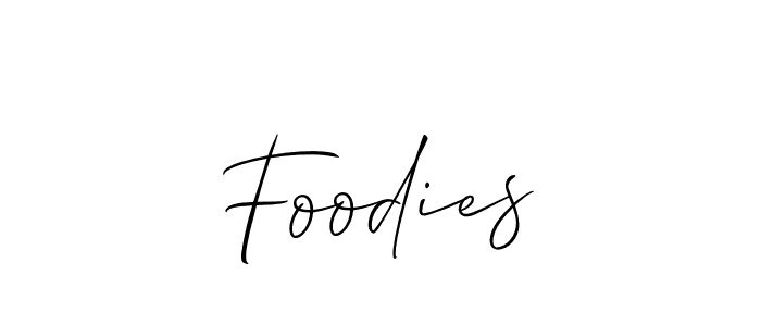 Make a beautiful signature design for name Foodies. With this signature (Allison_Script) style, you can create a handwritten signature for free. Foodies signature style 2 images and pictures png