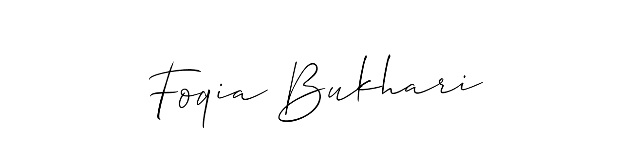 Make a beautiful signature design for name Foqia Bukhari. With this signature (Allison_Script) style, you can create a handwritten signature for free. Foqia Bukhari signature style 2 images and pictures png