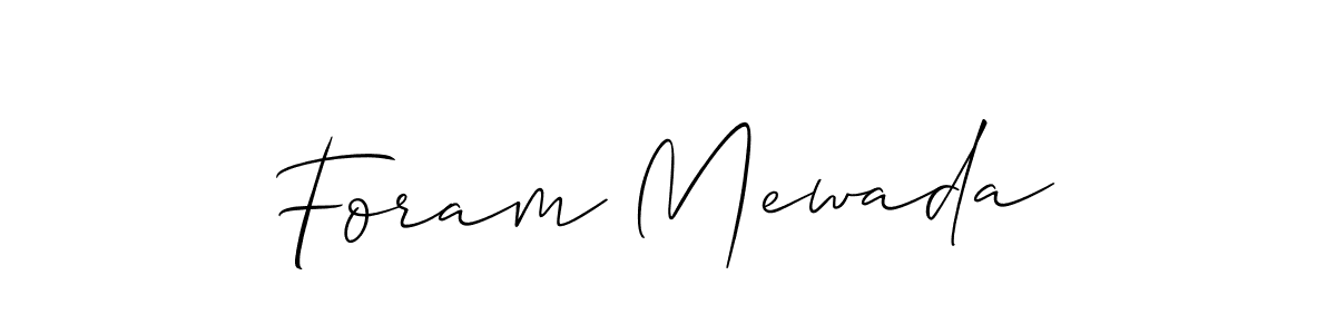 Similarly Allison_Script is the best handwritten signature design. Signature creator online .You can use it as an online autograph creator for name Foram Mewada. Foram Mewada signature style 2 images and pictures png