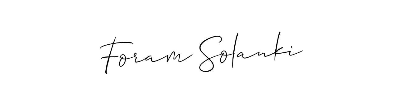 Make a beautiful signature design for name Foram Solanki. With this signature (Allison_Script) style, you can create a handwritten signature for free. Foram Solanki signature style 2 images and pictures png