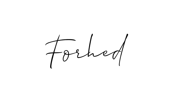 The best way (Allison_Script) to make a short signature is to pick only two or three words in your name. The name Forhed include a total of six letters. For converting this name. Forhed signature style 2 images and pictures png