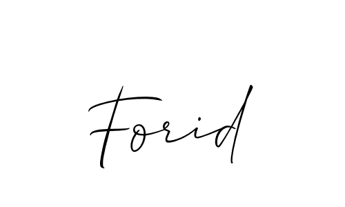 Make a beautiful signature design for name Forid. With this signature (Allison_Script) style, you can create a handwritten signature for free. Forid signature style 2 images and pictures png