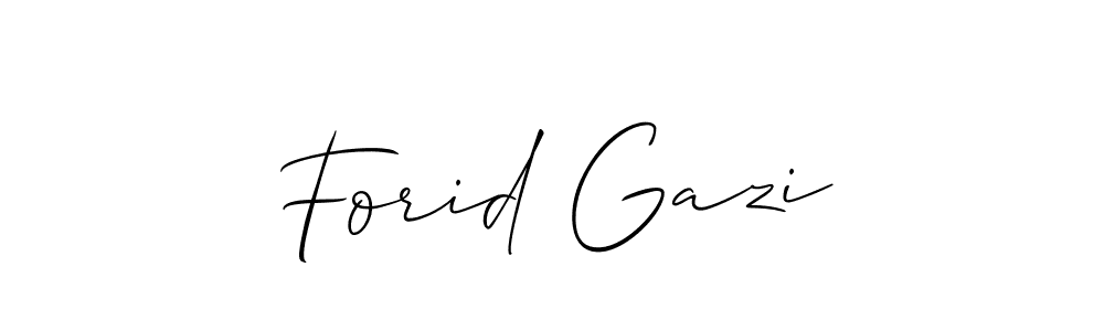 Use a signature maker to create a handwritten signature online. With this signature software, you can design (Allison_Script) your own signature for name Forid Gazi. Forid Gazi signature style 2 images and pictures png