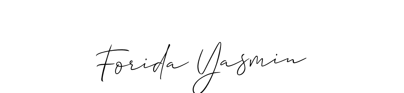 It looks lik you need a new signature style for name Forida Yasmin. Design unique handwritten (Allison_Script) signature with our free signature maker in just a few clicks. Forida Yasmin signature style 2 images and pictures png